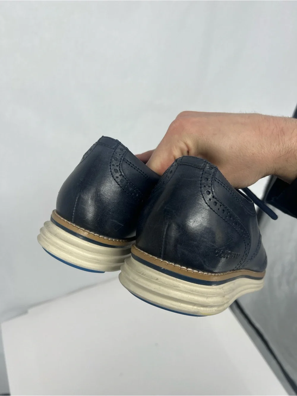 Cole Haan Men's Navy Leather Wingtip Oxfords